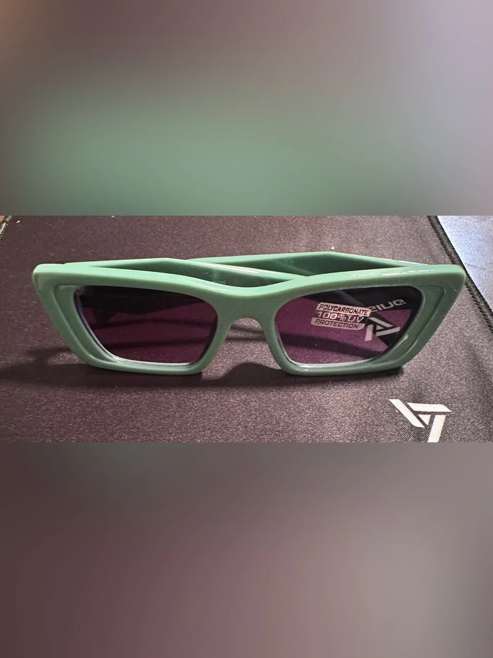 Mint Green Rectangular Sunglasses with Purple Lenses S43